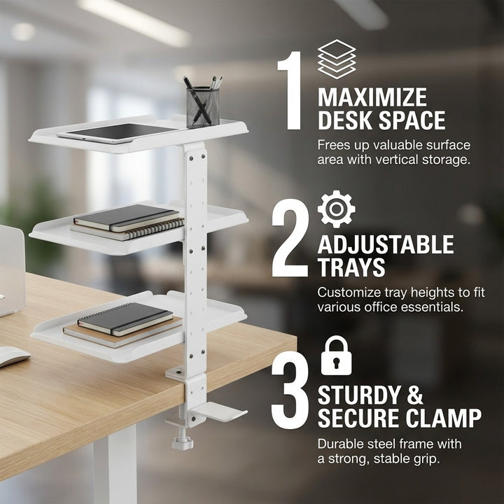 Clamp On Desk Shelf-White