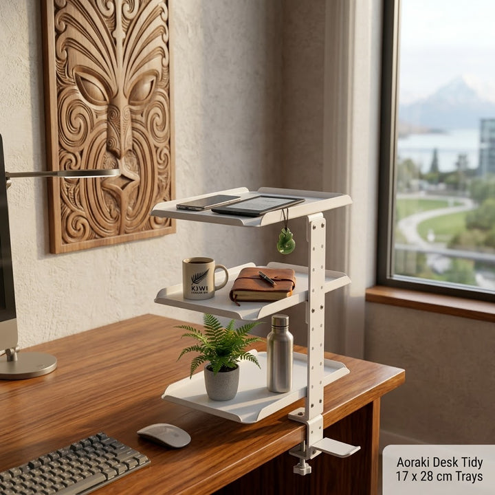Clamp On Desk Shelf-White