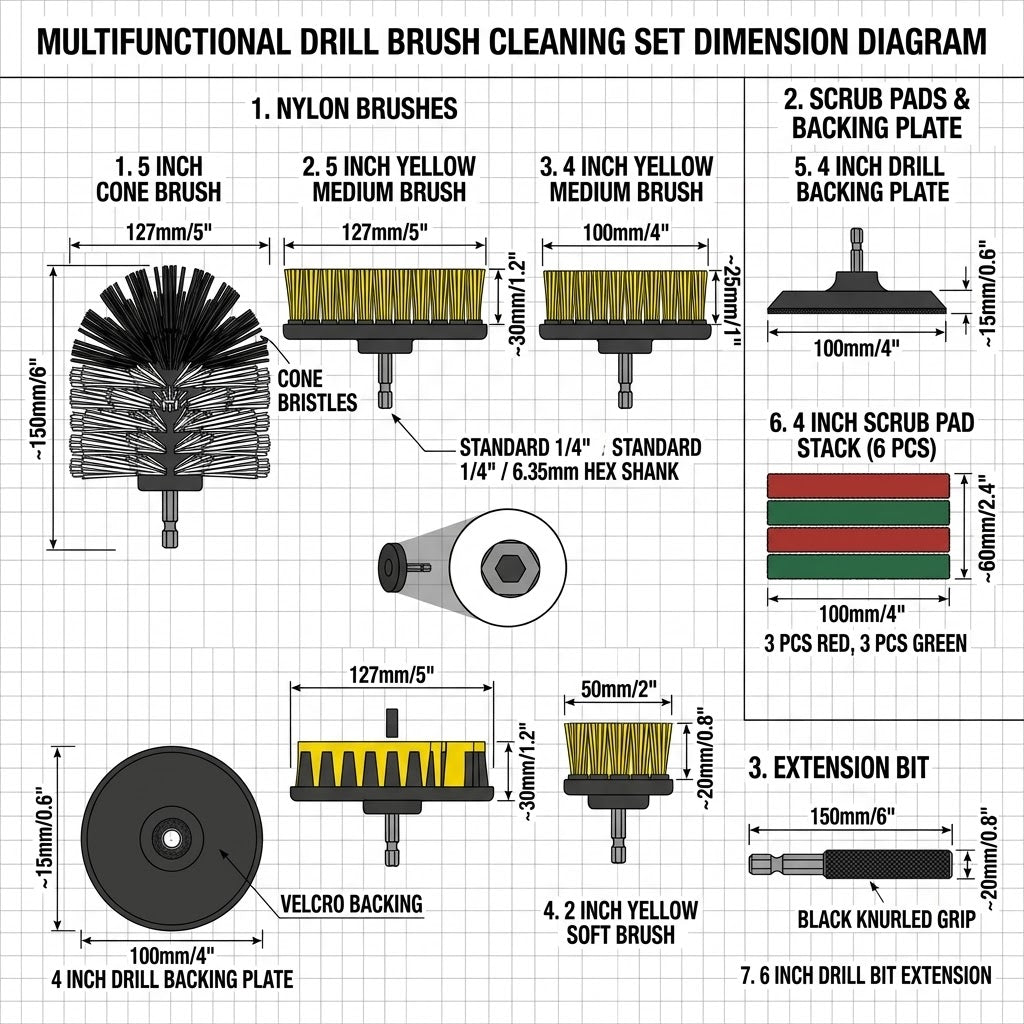 12 Piece Power Drill Cleaning Set