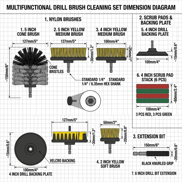 12 Piece Power Drill Cleaning Set