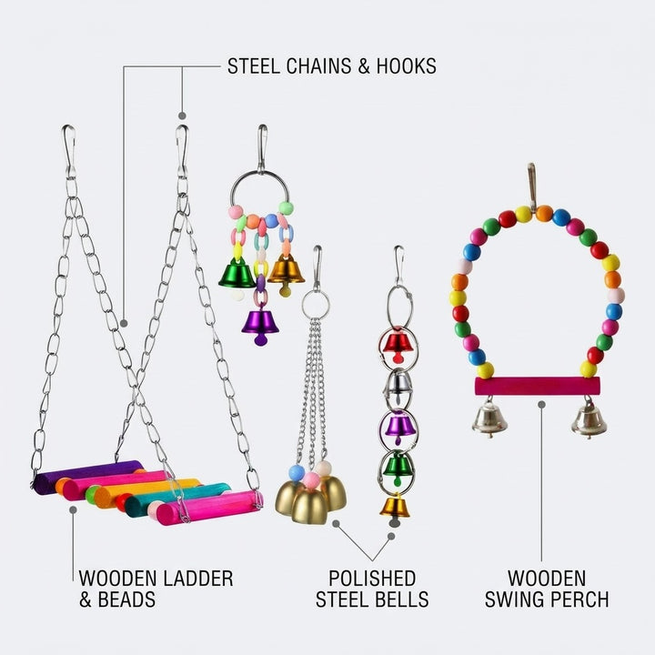 5pcs Bird Parrot Toy Set