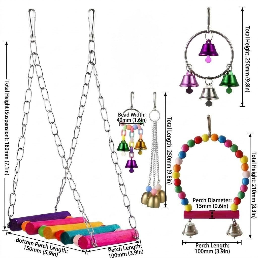5pcs Bird Parrot Toy Set