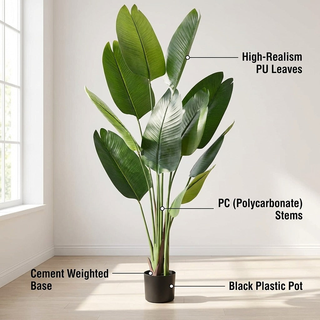 1.6m Artificial Ravenala Tropical Palm Tree - Realistic Indoor Traveler's Palm
