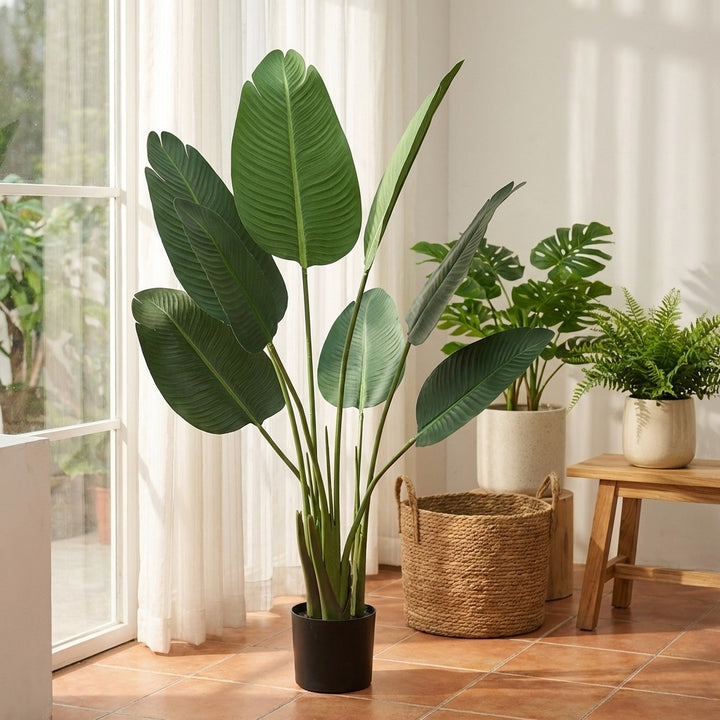 120cm Artificial Ravenala Tropical Palm Tree - Realistic Indoor Faux Plant