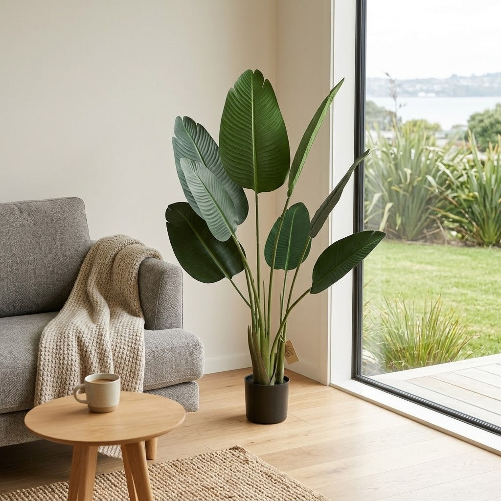 120cm Artificial Ravenala Tropical Palm Tree - Realistic Indoor Faux Plant