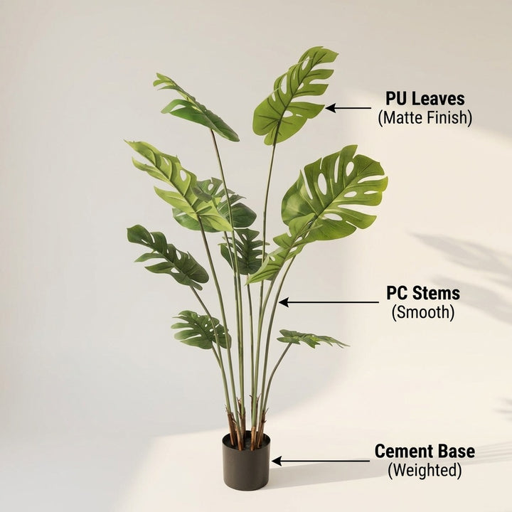150cm Artificial Monstera Deliciosa Palm Tree - Realistic 8-Leaf Faux Plant