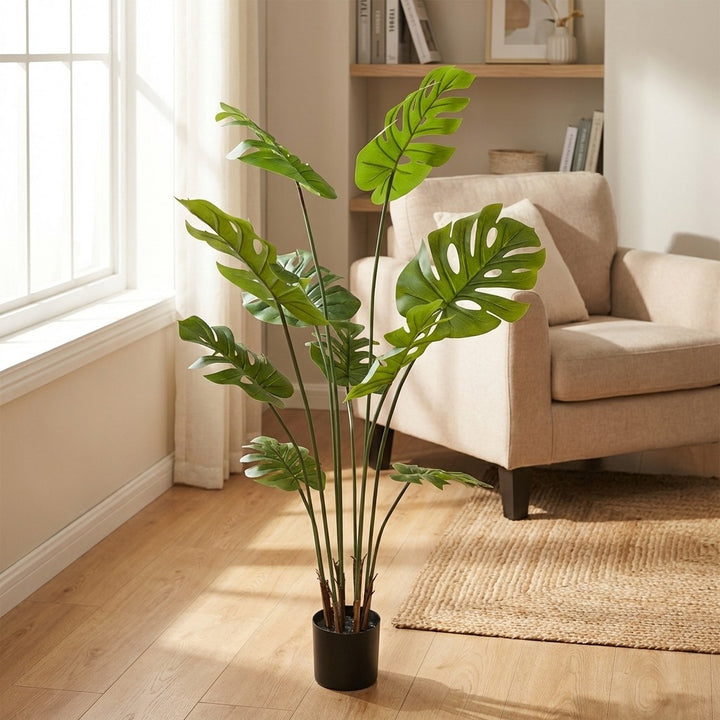 150cm Artificial Monstera Deliciosa Palm Tree - Realistic 8-Leaf Faux Plant