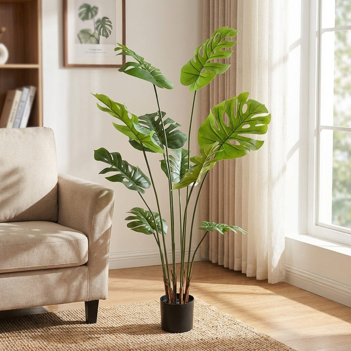 150cm Artificial Monstera Deliciosa Palm Tree - Realistic 8-Leaf Faux Plant