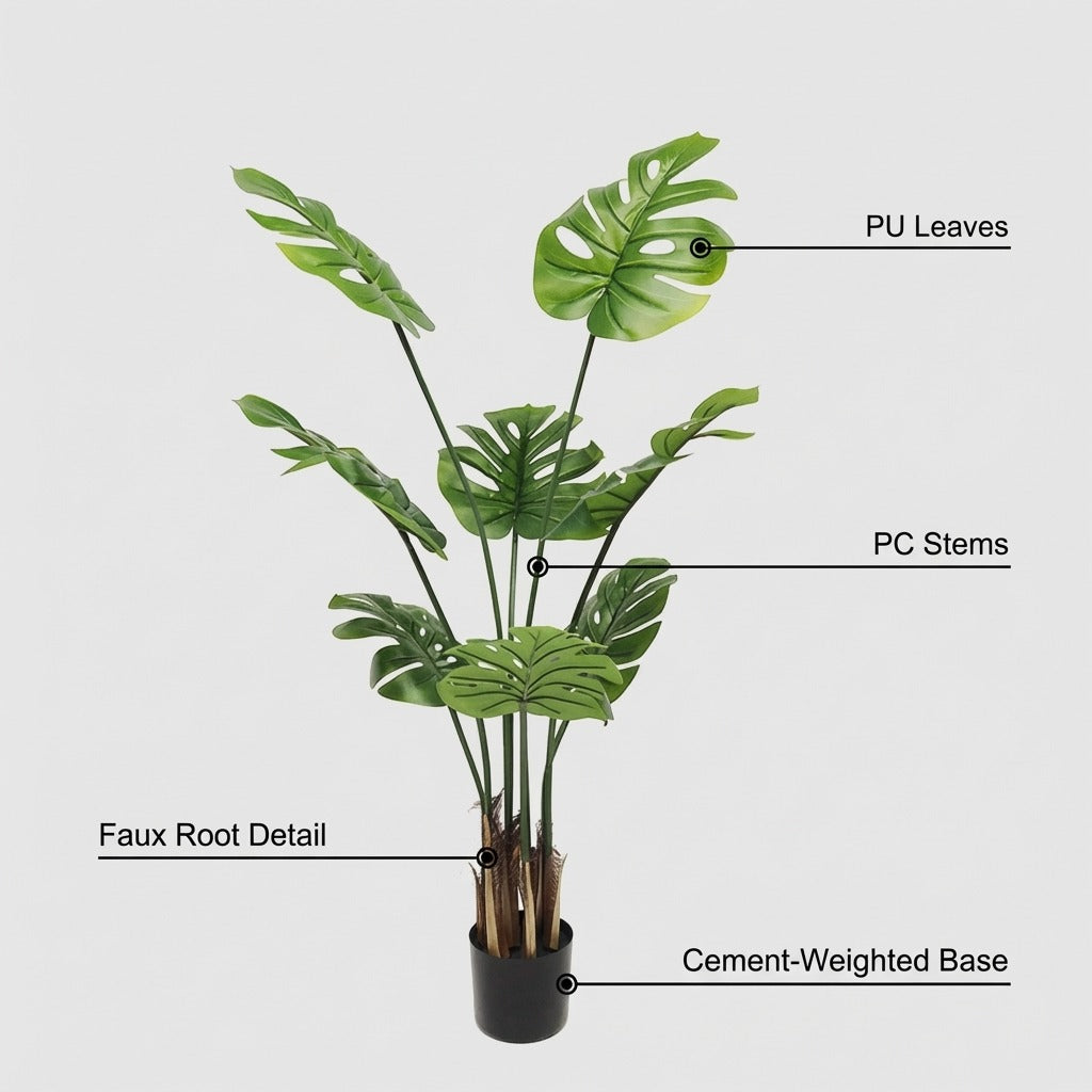 120cm Artificial Monstera Deliciosa Tropical Plant for Home and Office