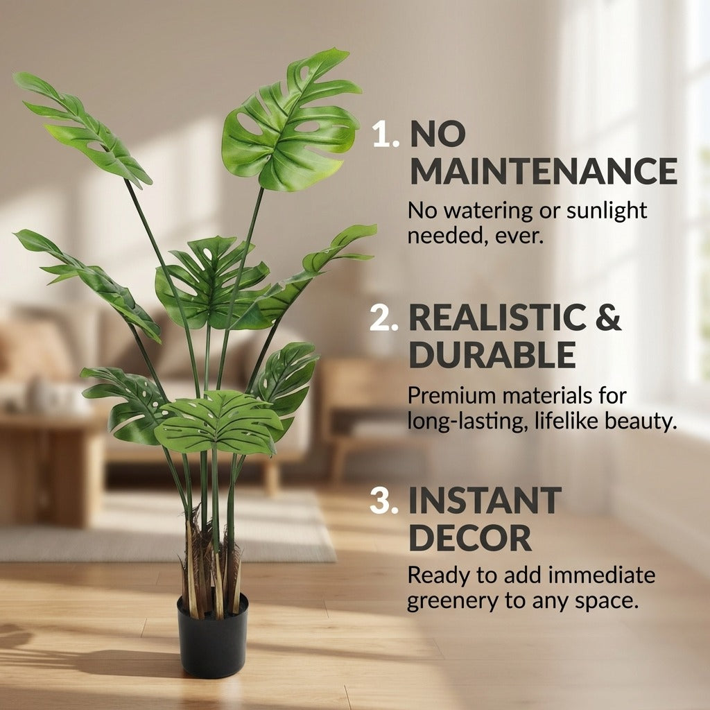 120cm Artificial Monstera Deliciosa Tropical Plant for Home and Office
