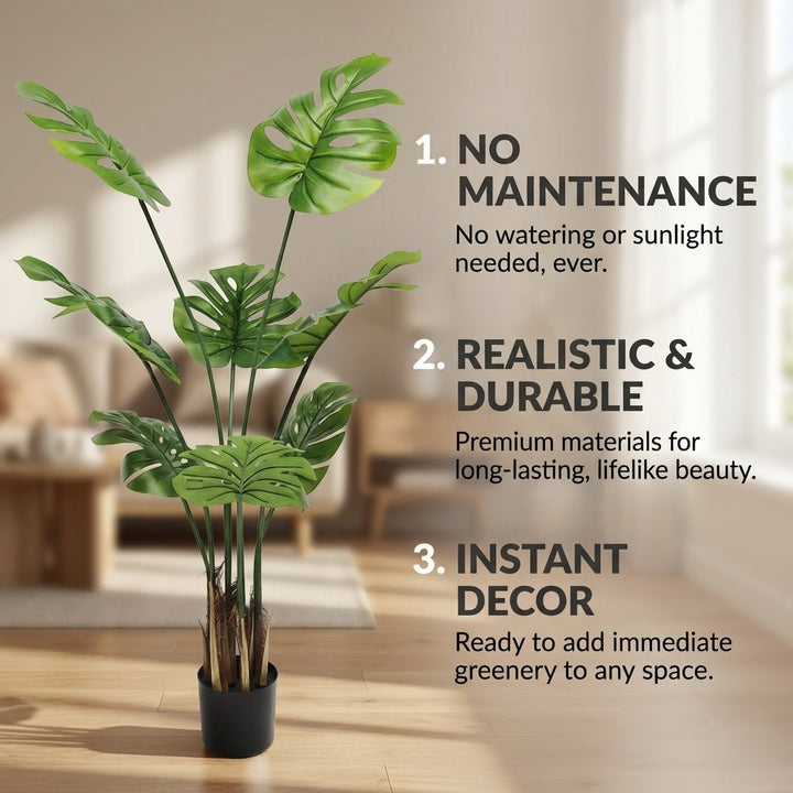 120cm Artificial Monstera Deliciosa Tropical Plant for Home and Office