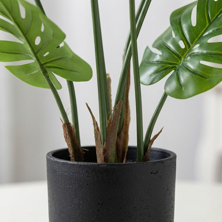 90cm Artificial Monstera Deliciosa Plant with 8 PU Leaves and Weighted Pot