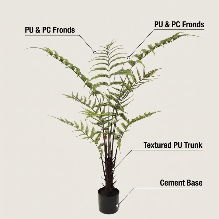 130cm Artificial Tropical Fern Tree - Lifelike Faux Pteridophytes Palm