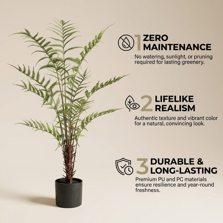 130cm Artificial Tropical Fern Tree - Lifelike Faux Pteridophytes Palm