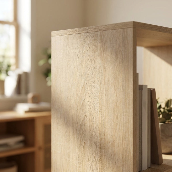 6-Cube Wood-Effect Storage Bookcase Organizer - Natural Finish