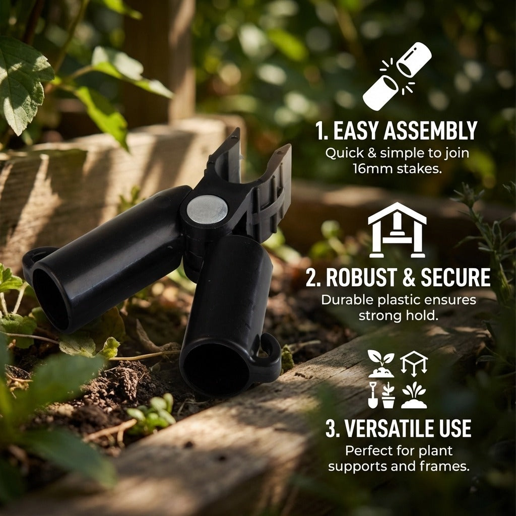 15Pcs 16mm Garden Stake Connector Clips A-Type for Plant Support Trellis