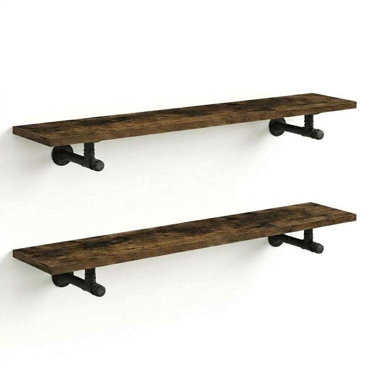2 Pack Industrial Pipe Floating Shelves 100cm Rustic Wall Mounted Storage