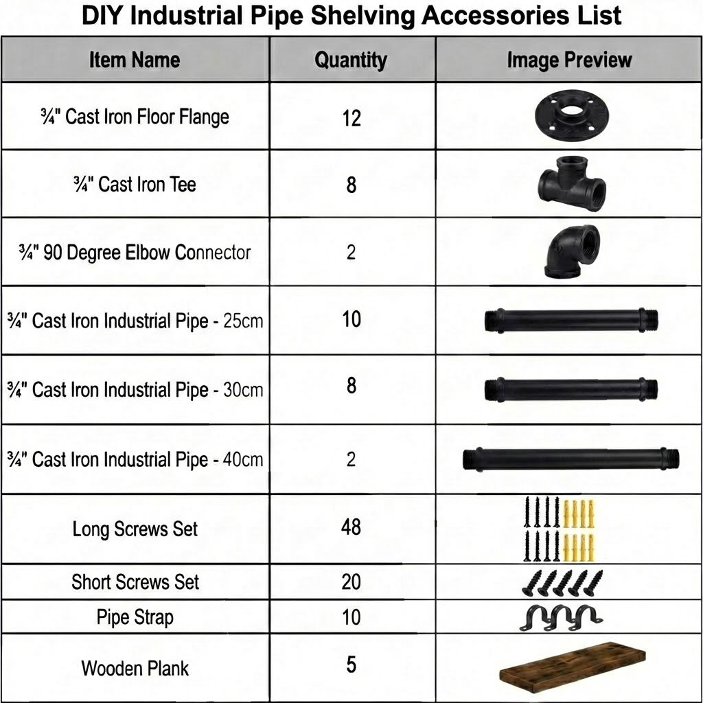 5 Tier Industrial Pipe Bookshelf Wall Mounted Storage Display Rack 180cm