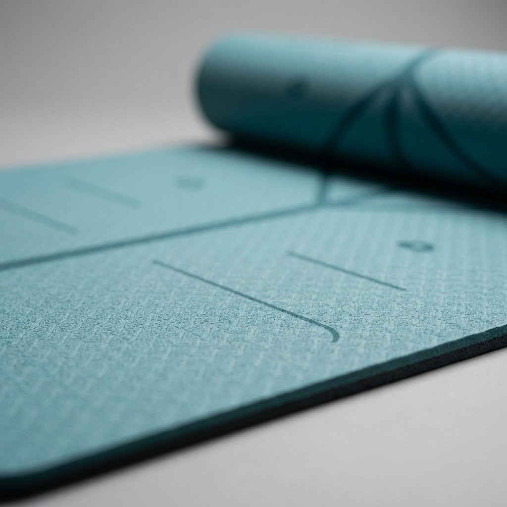 Premium TPE Pilates Yoga Mat with Alignment Marks - 8mm Extra-Wide Blue