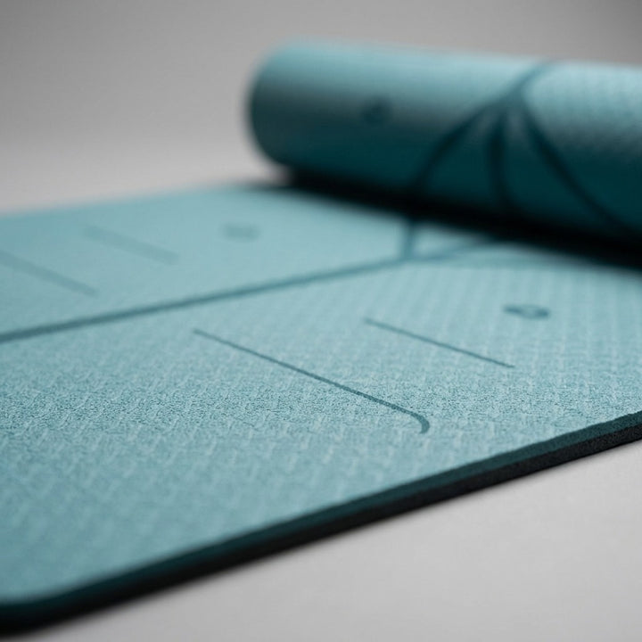 Premium TPE Pilates Yoga Mat with Alignment Marks - 8mm Extra-Wide Blue