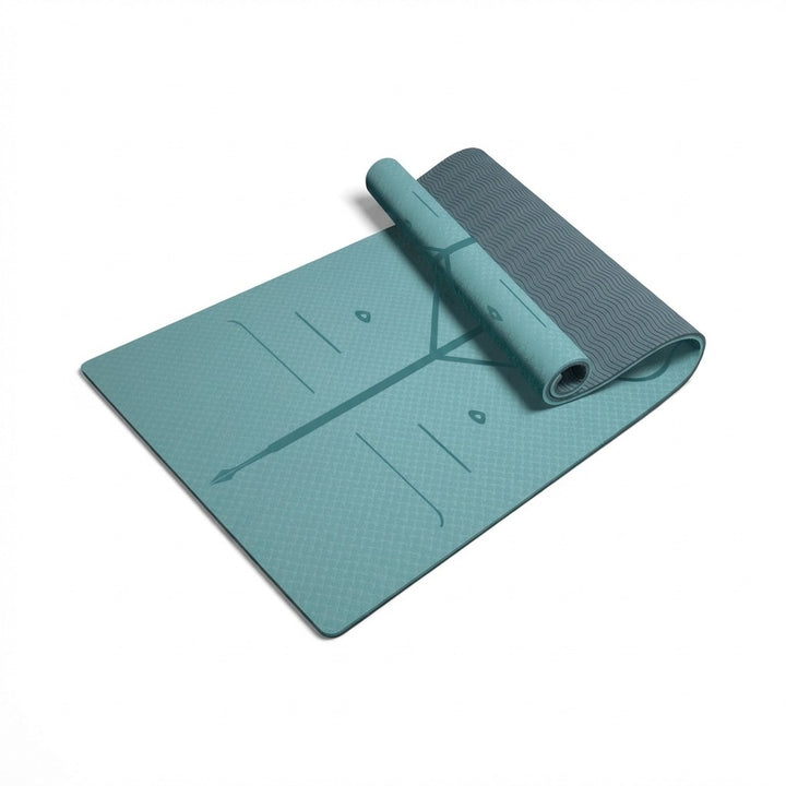 Premium TPE Pilates Yoga Mat with Alignment Marks - 8mm Extra-Wide Blue