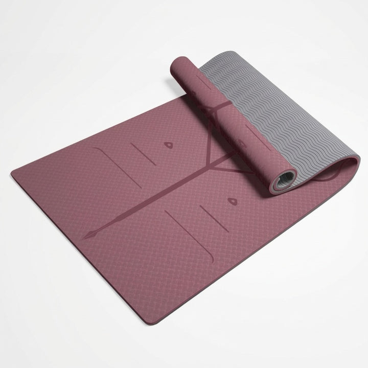 Professional Extra Wide TPE Yoga Mat with Alignment Marks 8mm - Purple
