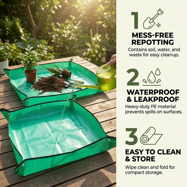 2-Pack Plant Repotting Mat 100x100cm Mess-Free Indoor Gardening Tarp