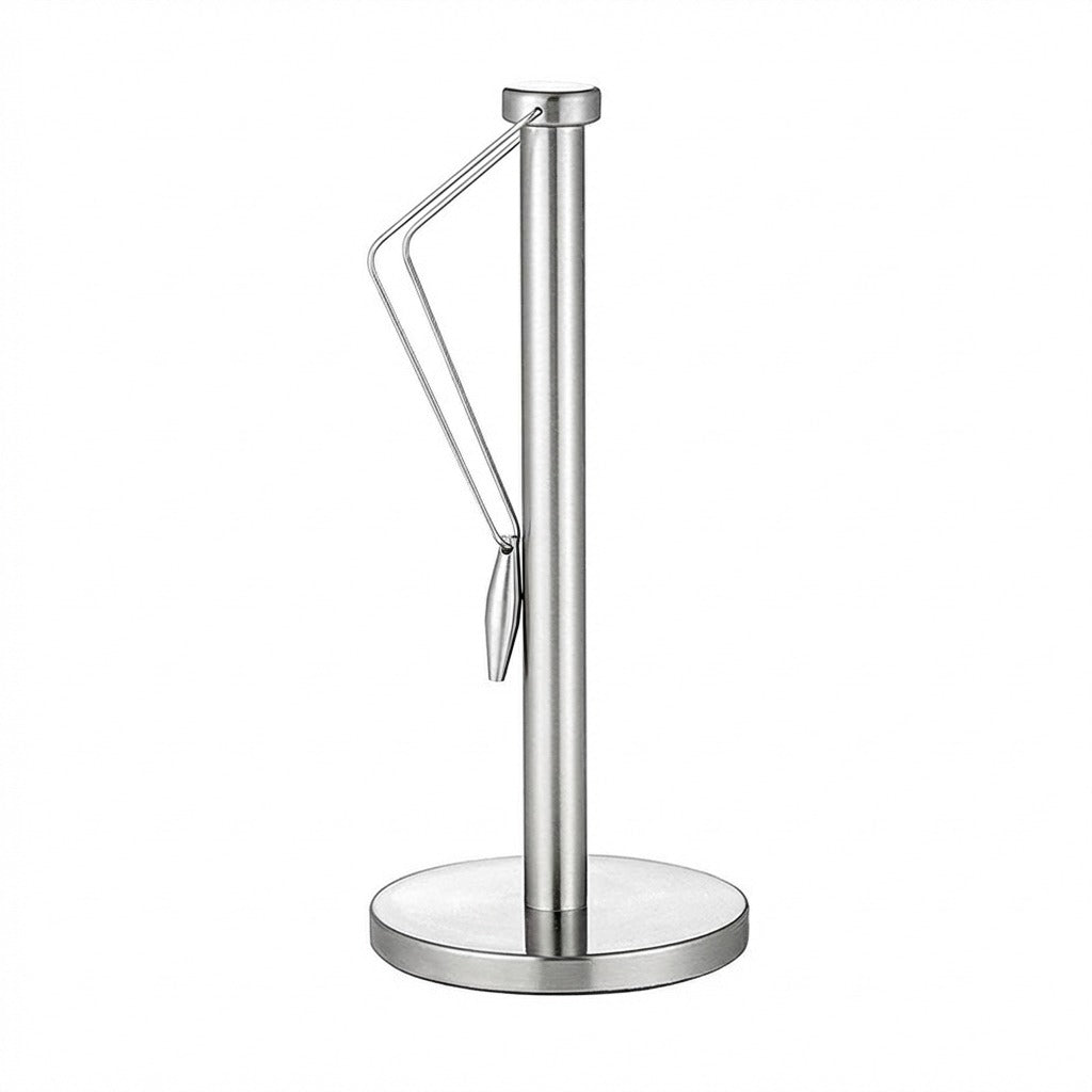 Stainless Steel Paper Towel Holder with Weighted Base and Tension Arm