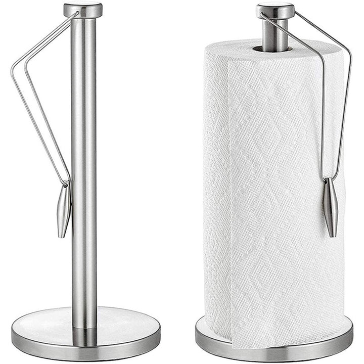 Stainless Steel Paper Towel Holder with Weighted Base and Tension Arm
