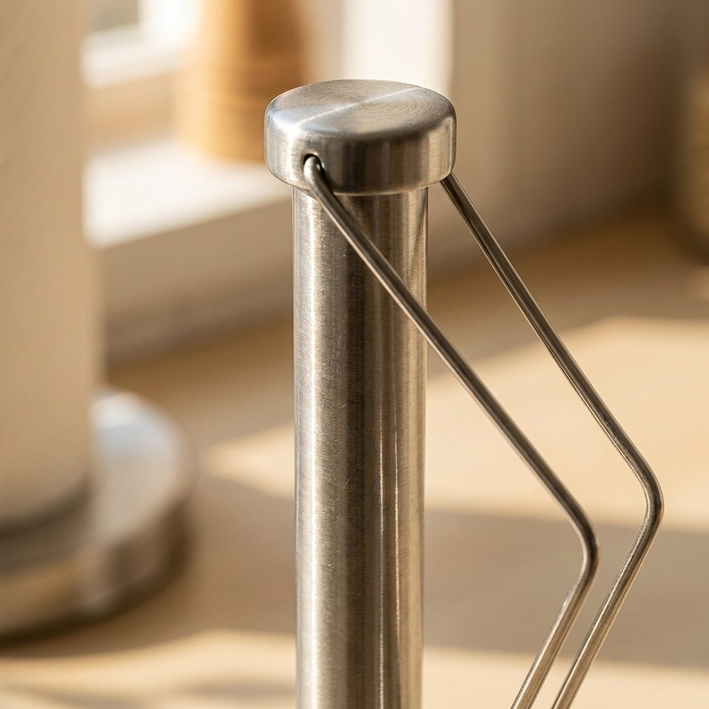 Stainless Steel Paper Towel Holder with Weighted Base and Tension Arm