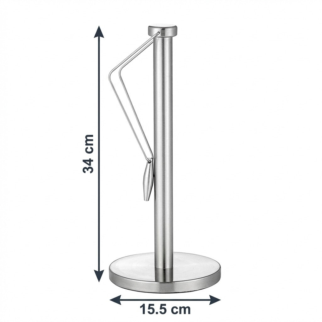 Stainless Steel Paper Towel Holder with Weighted Base and Tension Arm