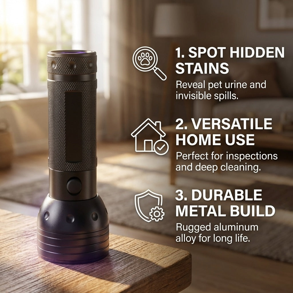 High-Intensity 51 LED UV Black Light Flashlight for Pet Urine & Stain Detection
