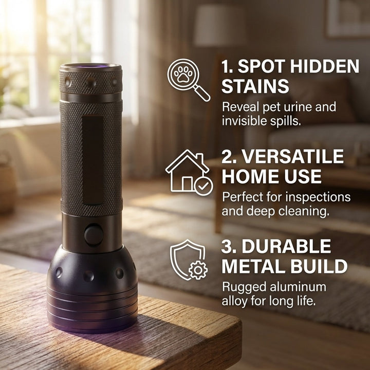 High-Intensity 51 LED UV Black Light Flashlight for Pet Urine & Stain Detection