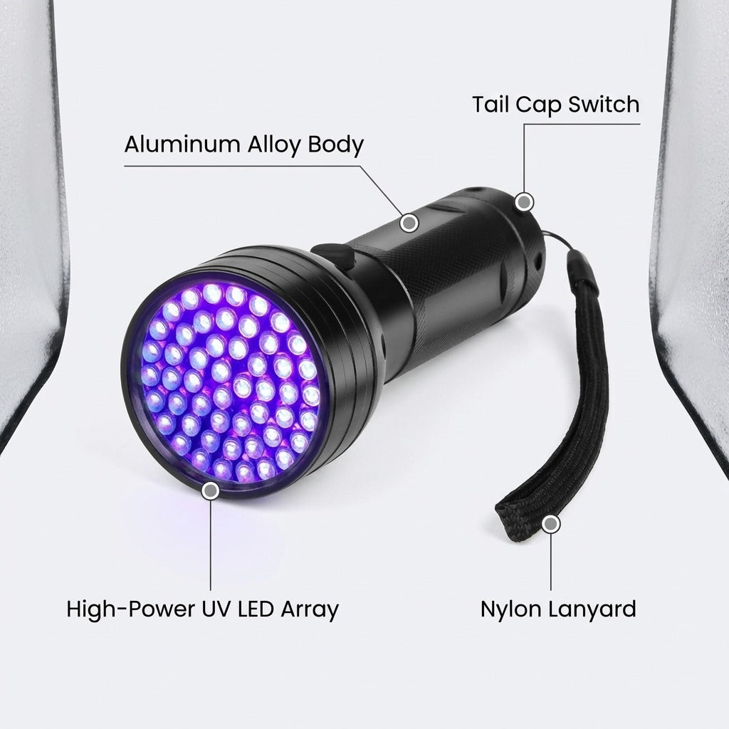 High-Intensity 51 LED UV Black Light Flashlight for Pet Urine & Stain Detection