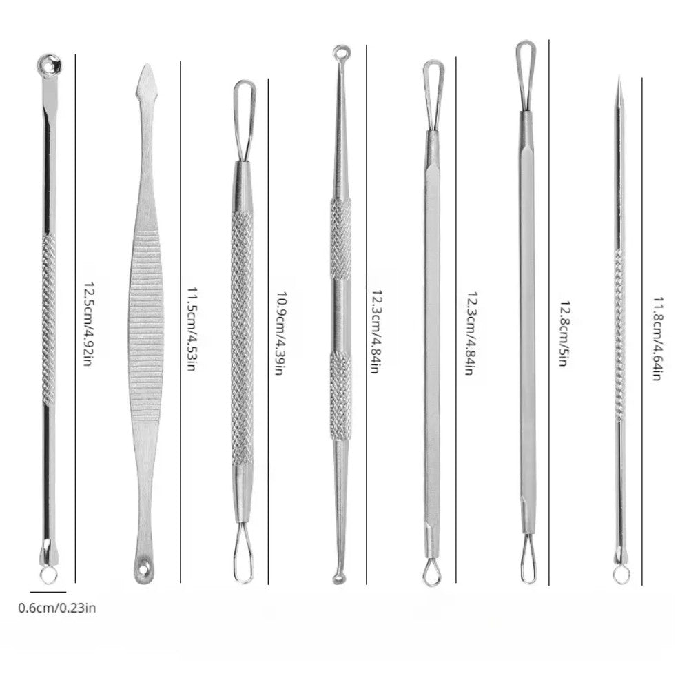 7-Piece Stainless Steel Blackhead Remover and Acne Extraction Tool Set