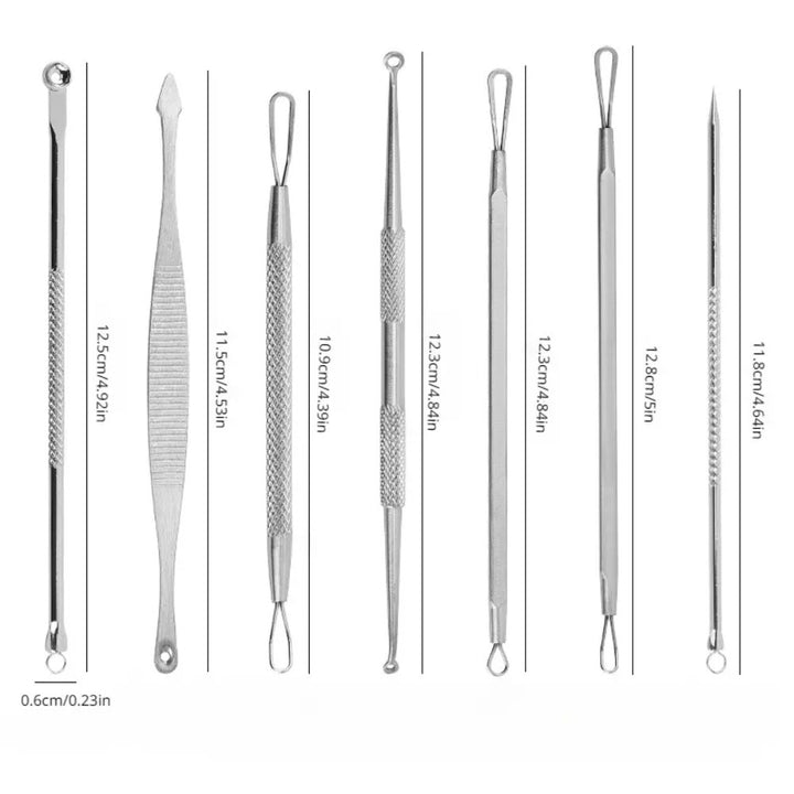 7-Piece Stainless Steel Blackhead Remover and Acne Extraction Tool Set