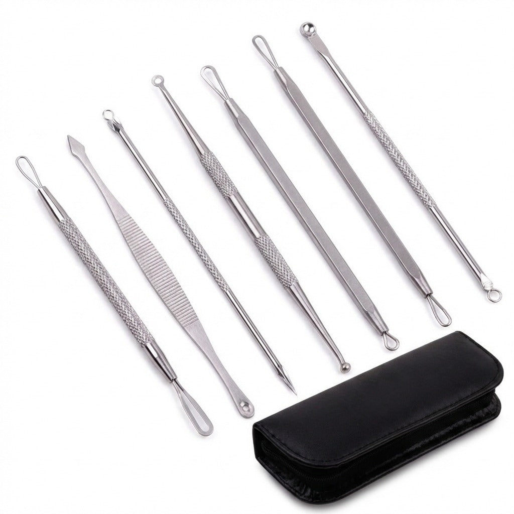 7-Piece Stainless Steel Blackhead Remover and Acne Extraction Tool Set