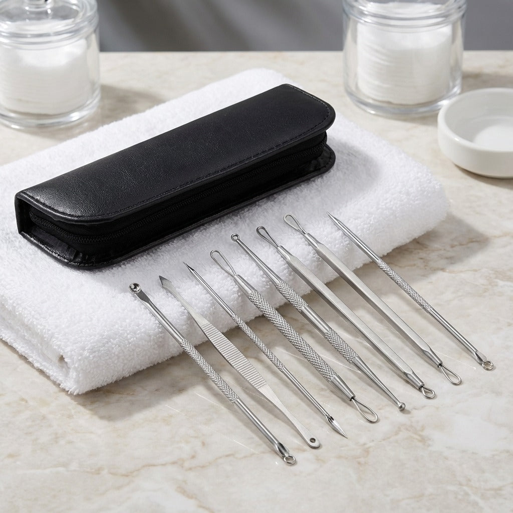 7-Piece Stainless Steel Blackhead Remover and Acne Extraction Tool Set