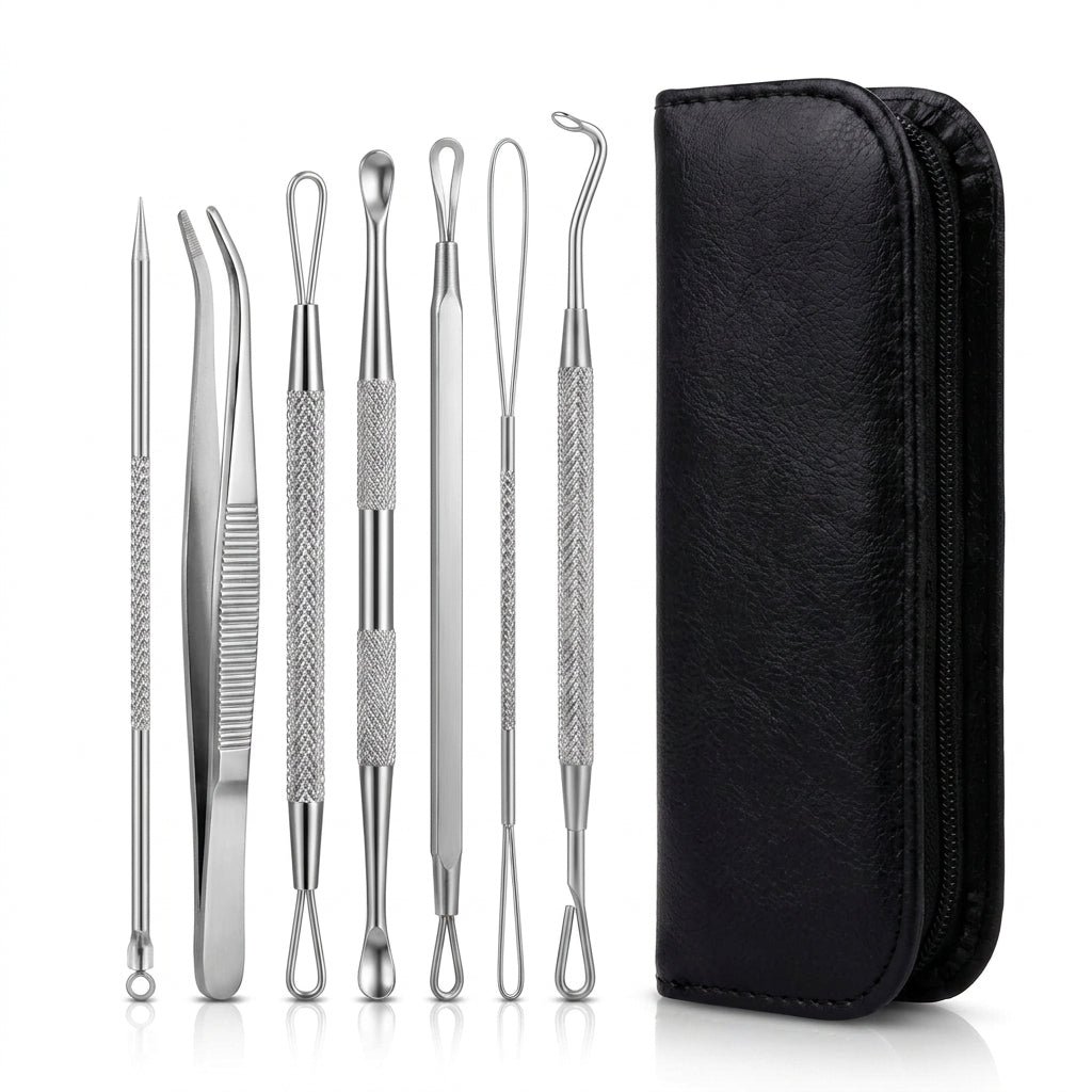 7-Piece Stainless Steel Blackhead Remover and Acne Extraction Tool Set