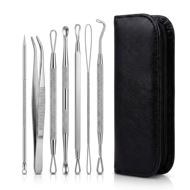 7-Piece Stainless Steel Blackhead Remover and Acne Extraction Tool Set