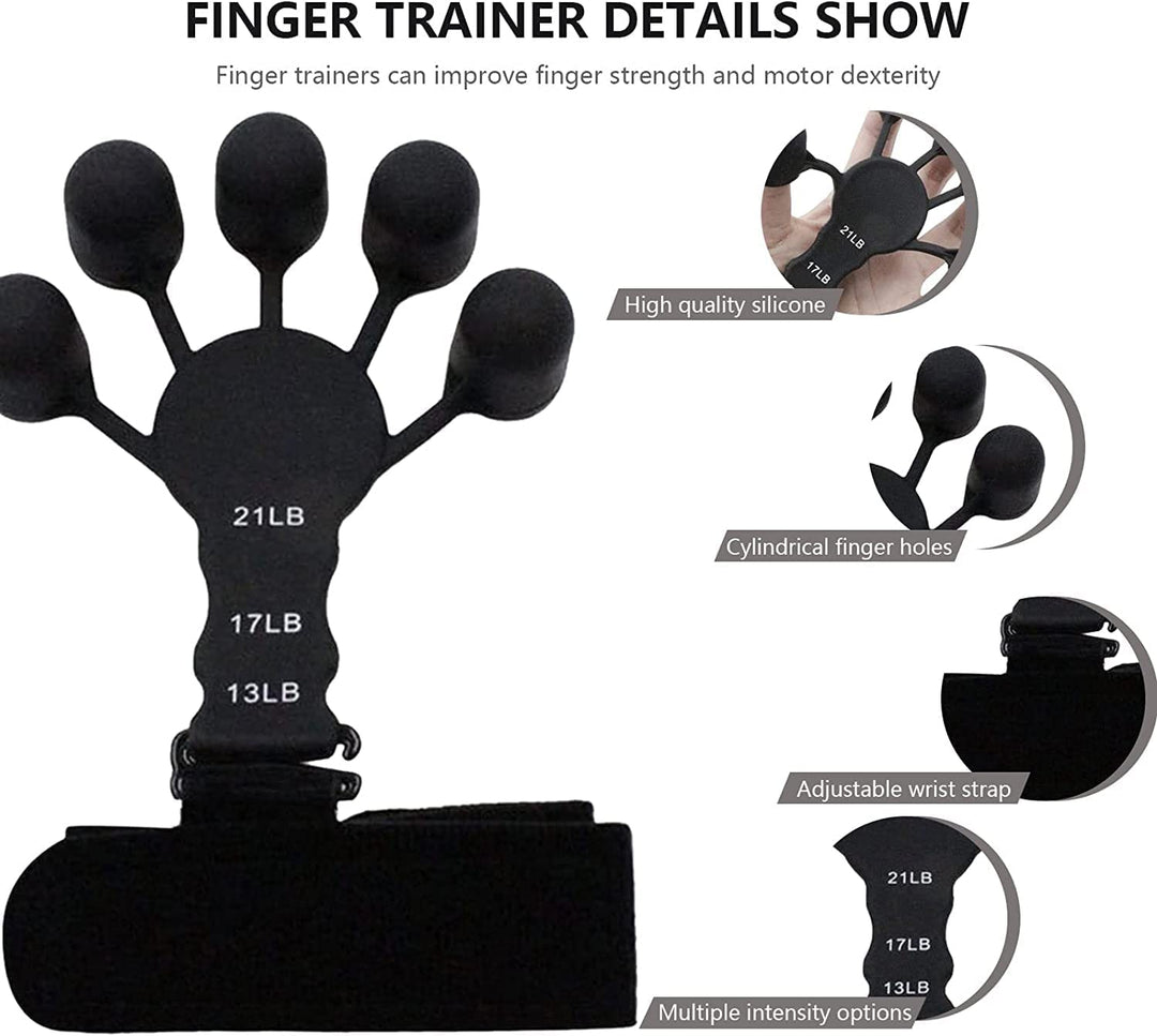 3 Resistance Level Finger Exerciser and Hand Grip Strengthener for Training
