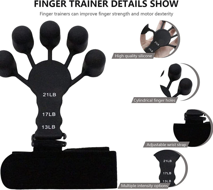 3 Resistance Level Finger Exerciser and Hand Grip Strengthener for Training