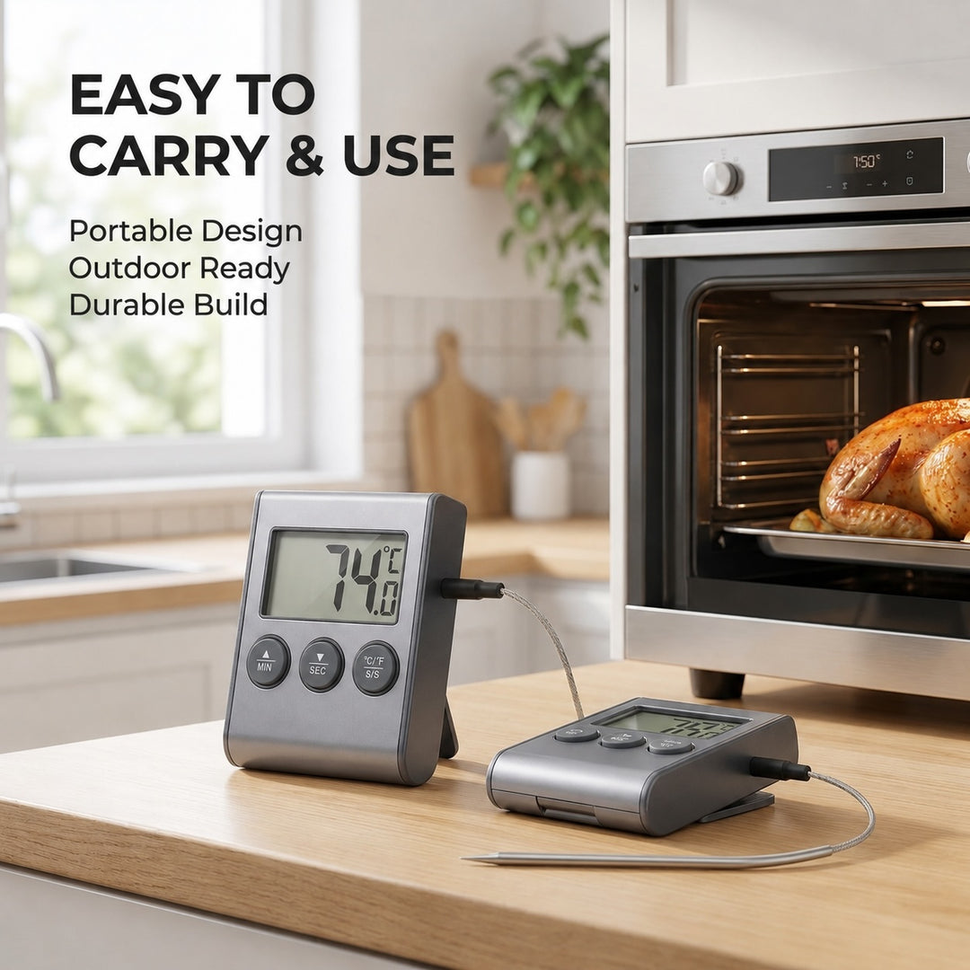 2-Pack Digital Meat Thermometer with Probe & Timer