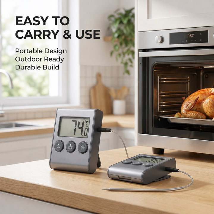 2-Pack Digital Meat Thermometer with Probe & Timer