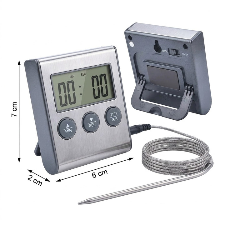 2-Pack Digital Meat Thermometer with Probe & Timer