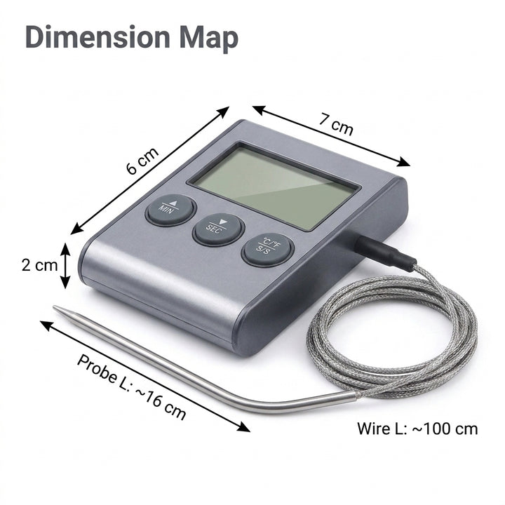 2-Pack Digital Meat Thermometer with Probe & Timer