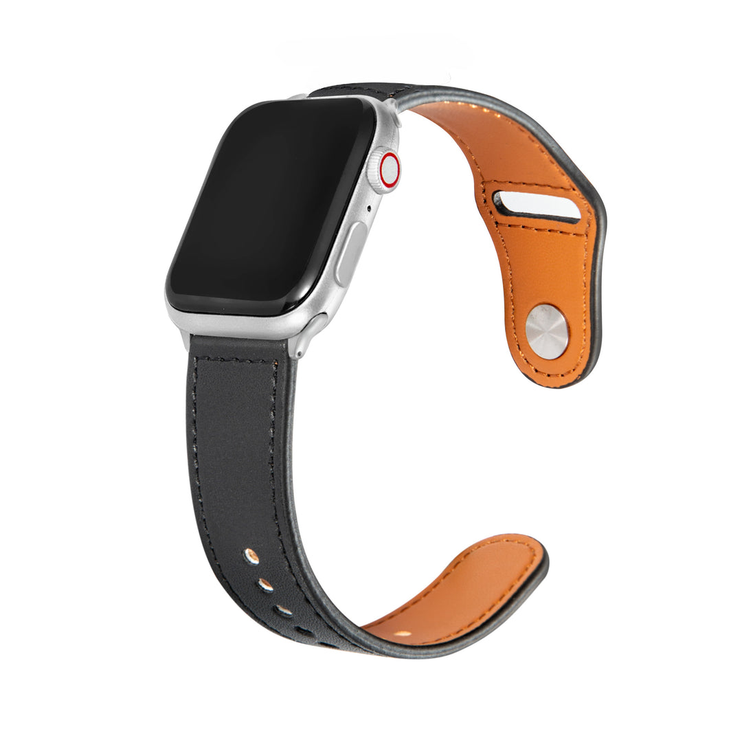 Top Grain Leather Bands Compatible With Apple Watch Band for 42MM 44MM 45MM-Black