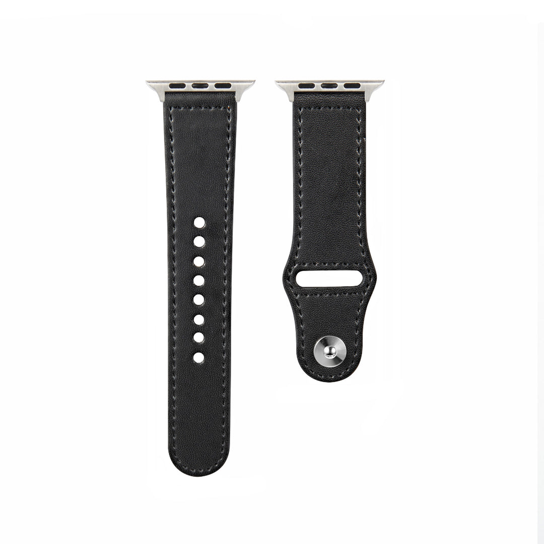 Top Grain Leather Bands Compatible With Apple Watch Band for 42MM 44MM 45MM-Black