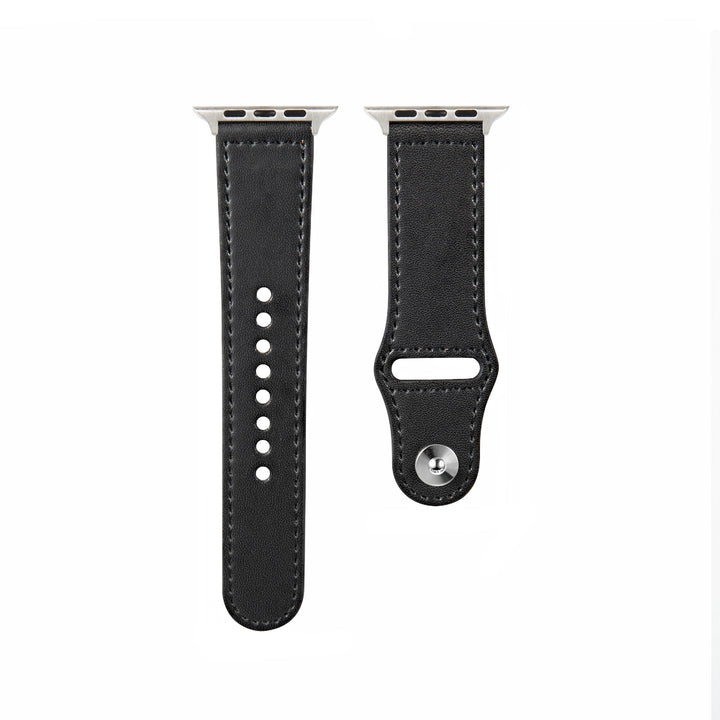 Top Grain Leather Bands Compatible With Apple Watch Band for 42MM 44MM 45MM-Black