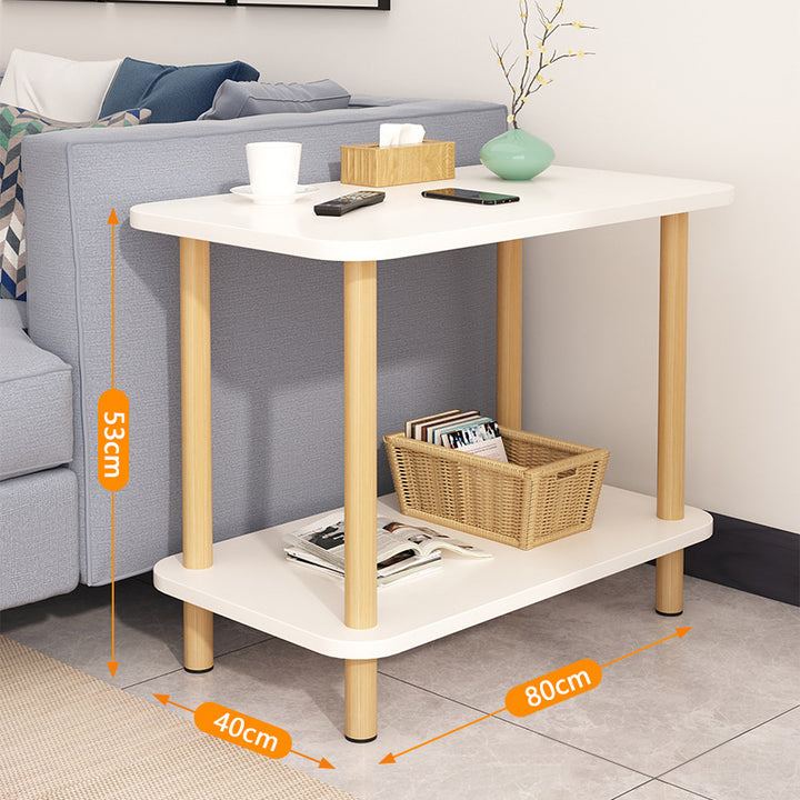 Bedside Table Rictangle 2-Tier Tall Rectangle Wooden Side Table Bedside Table-White – Online ...